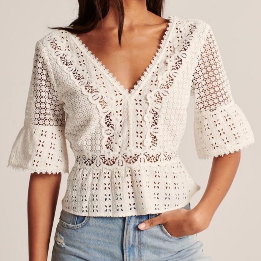 Abercrombie • NWT Lace V Neck Blouse - Picture 3 of 6